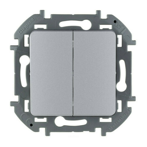 Выключатель 2-клавишный Legrand INSPIRIA, алюминий, 673622