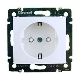Розетка VALENA DIY, скрытый монтаж, с заземлением, со шторками, белый