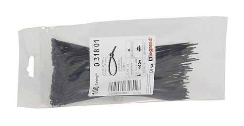 Монтажный хомут Colring - ширина 2.4 мм - длина 140 мм - пакет 100 шт - чёрный